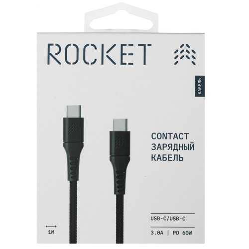 Купить Кабель круглый Rocket USB Type-C - USB Type-C черный 1 м  5466172. Характеристики, отзывы и цены в Донецке