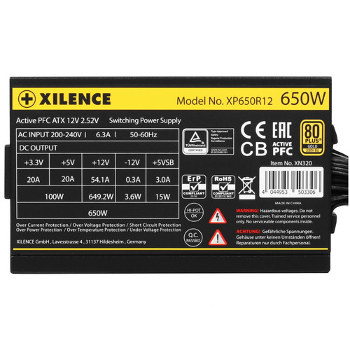 Купить Блок питания Xilence Gaming series XN320 650W [XP650R12] черный  5417070. Характеристики, отзывы и цены в Донецке