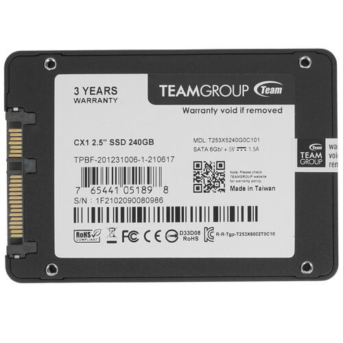 Купить 240 ГБ 2.5" SATA накопитель TEAMGROUP CX1 [T253X5240G0C101]  4738321. Характеристики, отзывы и цены в Донецке
