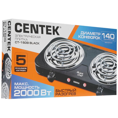 Купить Плита компактная электрическая Centek CT-1509 черный  8142385. Характеристики, отзывы и цены в Донецке