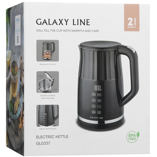 Купить Электрочайник Galaxy LINE GL0337 черный  9061340. Характеристики, отзывы и цены в Донецке