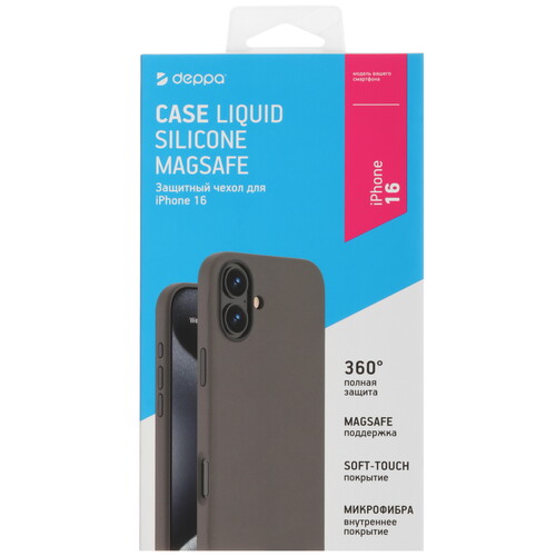 Купить Накладка  DEPPA Liquid Silicone для Apple iPhone 16 серый  5497473. Характеристики, отзывы и цены в Донецке
