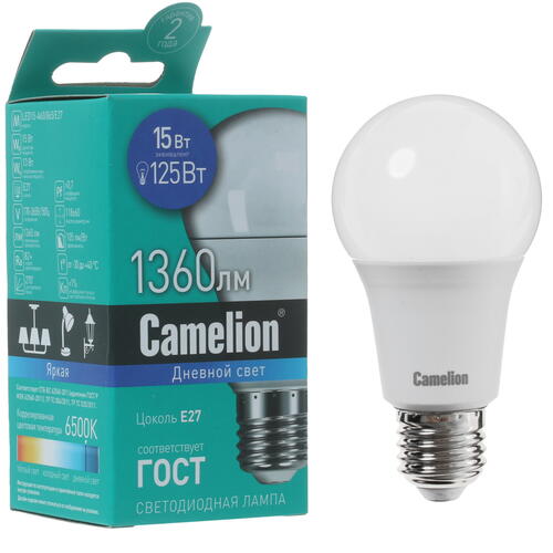 Купить Лампа светодиодная Camelion LED15-A60/865/E27  5324763. Характеристики, отзывы и цены в Донецке