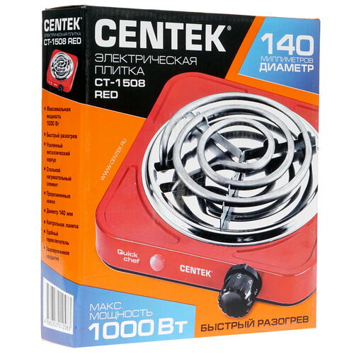 Купить Плита компактная электрическая Centek CT-1508 красный  8142383. Характеристики, отзывы и цены в Донецке