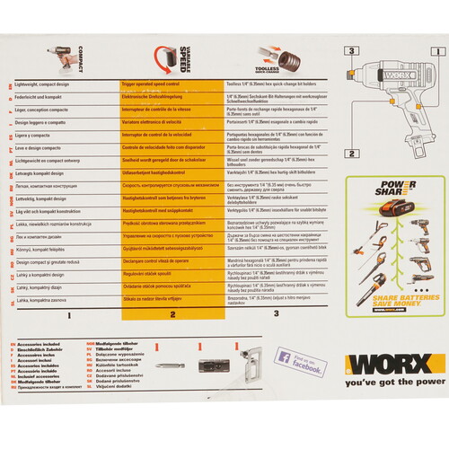 Купить Винтоверт Worx WX291.9 PowerShare 20V , Без ЗУ, Без АКБ  5325120. Характеристики, отзывы и цены в Донецке