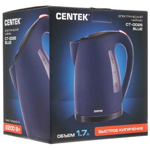Купить Электрочайник Centek CT-0026 синий  8184150. Характеристики, отзывы и цены в Донецке