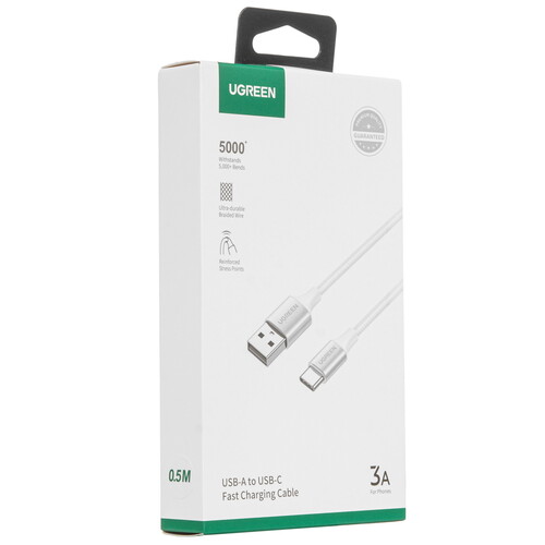 Купить Кабель круглый Ugreen USB Type-C - USB 2.0 Type-A белый 0.5 м  5478786. Характеристики, отзывы и цены в Донецке