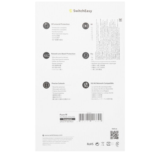 Купить Накладка  SwitchEasy Pure M для Apple iPhone 15 Pro Max прозрачный  9106825. Характеристики, отзывы и цены в Донецке
