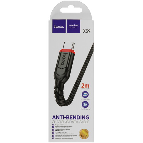 Купить Кабель круглый Hoco USB Type-C - USB 2.0 Type-A черный 2 м  5475036. Характеристики, отзывы и цены в Донецке