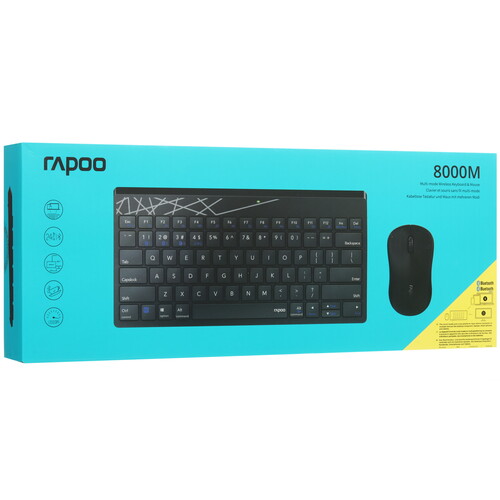 Купить Клавиатура+мышь беспроводная   RAPOO 8000M черный  9126372. Характеристики, отзывы и цены в Донецке
