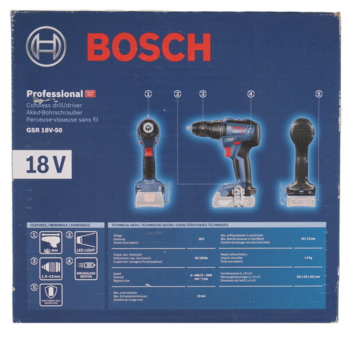 Купить Дрель-шуруповерт Bosch GSR 18V-50 PRO 18V без ЗУ, без АКБ  5481687. Характеристики, отзывы и цены в Донецке