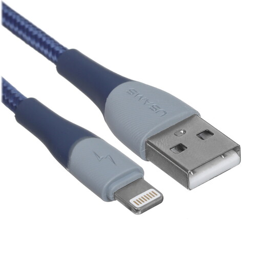 Купить Кабель круглый USAMS Lightning 8-pin - USB 2.0 Type-A синий 1.2 м  5480402. Характеристики, отзывы и цены в Донецке