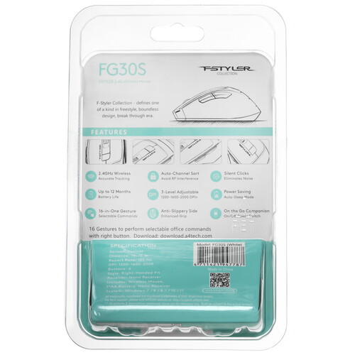 Купить Мышь беспроводная A4Tech Fstyler FG30S  белый  9280327. Характеристики, отзывы и цены в Донецке