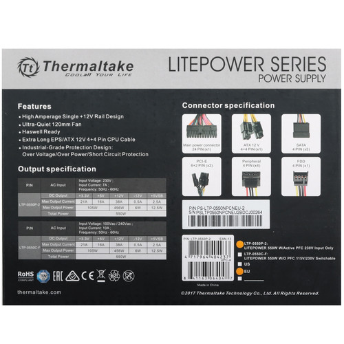 Купить Блок питания Thermaltake Litepower 550W  черный  5635231. Характеристики, отзывы и цены в Донецке