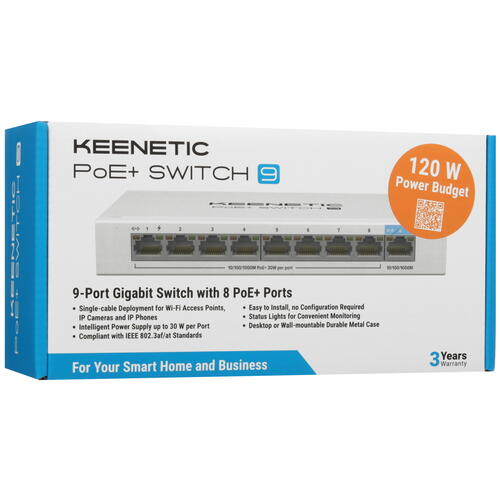 Купить Коммутатор Keenetic PoE+ Switch 9 KN-4710  5446583. Характеристики, отзывы и цены в Донецке