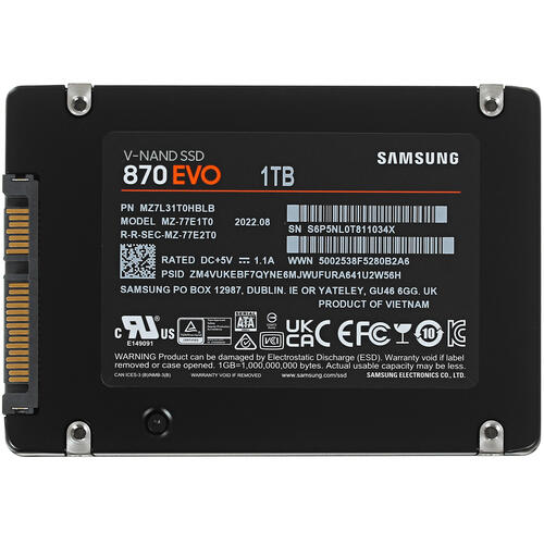 Купить 1000 ГБ 2.5" SATA накопитель Samsung 870 EVO [MZ-77E1T0BW]  5068924. Характеристики, отзывы и цены в Донецке