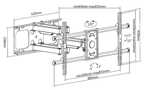 Купить Кронштейн для ТВ Digis DSM-P4986 черный  9160991. Характеристики, отзывы и цены в Донецке