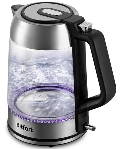 Купить Электрочайник Kitfort КТ-6174 серебристый  9220554. Характеристики, отзывы и цены в Донецке
