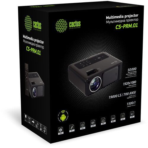 Купить Проектор Cactus CS-PRM.01 Android белый  5623687. Характеристики, отзывы и цены в Донецке