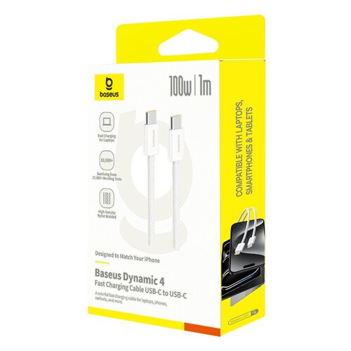 Купить Кабель круглый Baseus USB Type-C - USB Type-C белый 1 м  5627497. Характеристики, отзывы и цены в Донецке