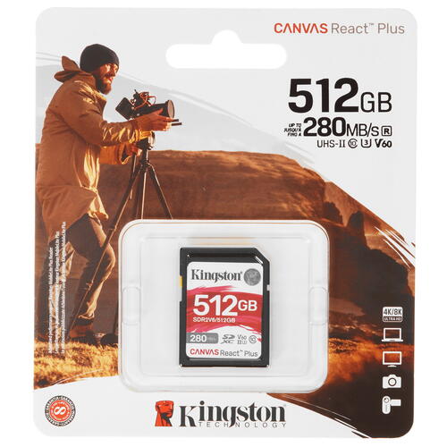Купить Карта памяти Kingston Canvas React Plus V60 SDXC 512 ГБ [SDR2V6/512GB]  5451670. Характеристики, отзывы и цены в Донецке