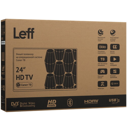 Купить 23.6" (60 см) Телевизор Leff 24H691T белый  9229056. Характеристики, отзывы и цены в Донецке