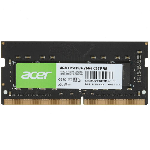 Купить Оперативная память SODIMM Acer SD100 [BL.9BWWA.204] 8 ГБ  5447169. Характеристики, отзывы и цены в Донецке