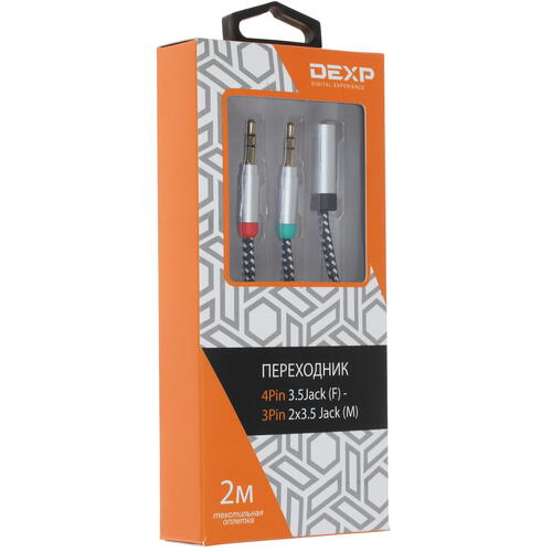 Купить Разветвитель   DEXP 4-pin 3.5 mm jack - 3-pin 3.5 mm jack x2 черный  1262461. Характеристики, отзывы и цены в Донецке