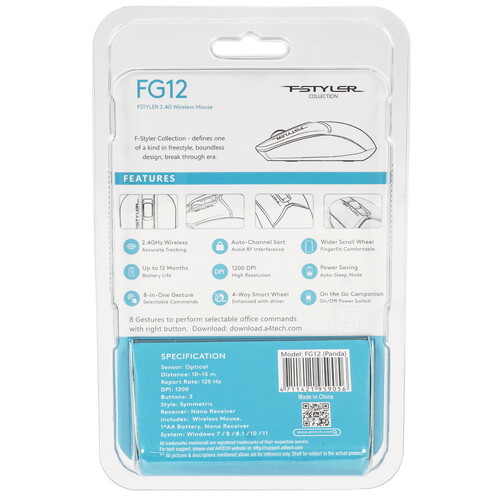 Купить Мышь беспроводная A4Tech Fstyler FG12  9922993. Характеристики, отзывы и цены в Донецке