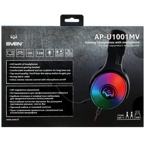 Купить Проводные наушники SVEN AP-U1001MV черный 2021  4853525. Характеристики, отзывы и цены в Донецке