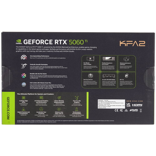 Купить Видеокарта KFA2 GeForce RTX 5060 Ti CORE OC 2FAN LED Black  5623294. Характеристики, отзывы и цены в Донецке