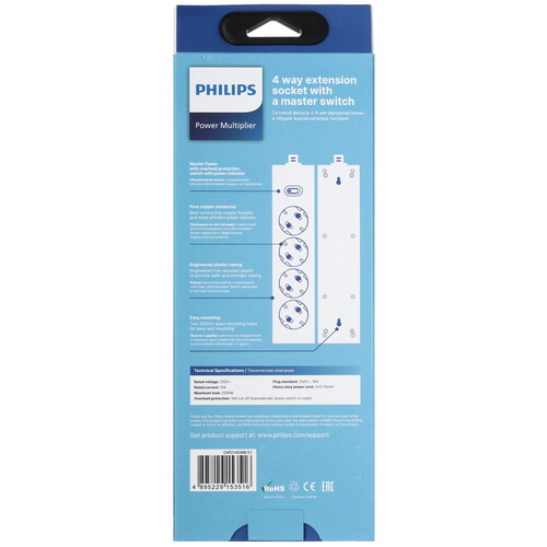 Купить Сетевой фильтр Philips CHP2145 белый  9158516. Характеристики, отзывы и цены в Донецке