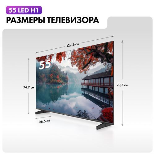 Купить 55" (140 см) Телевизор Haier 55 LED H1 черный  5635084. Характеристики, отзывы и цены в Донецке