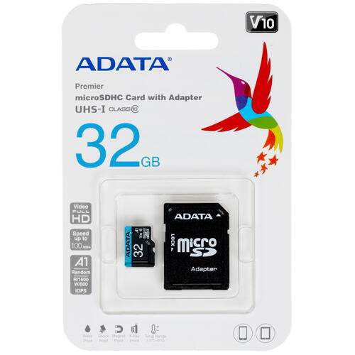 Купить Карта памяти ADATA Premier microSDHC 32 ГБ [AUSDH32GUICL10A1-RA1]  1600661. Характеристики, отзывы и цены в Донецке