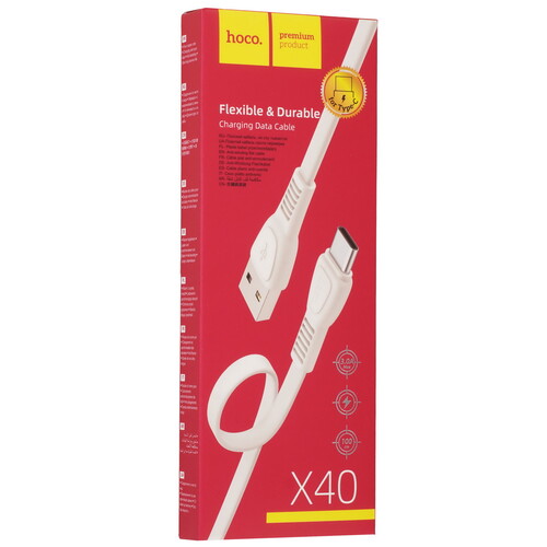 Купить Кабель плоский Hoco USB Type-C - USB 2.0 Type-A белый 1 м  9238216. Характеристики, отзывы и цены в Донецке