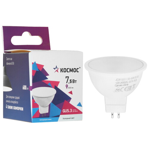 Купить Лампа светодиодная Космос LkecLED7.5wJCDRC65  9112131. Характеристики, отзывы и цены в Донецке