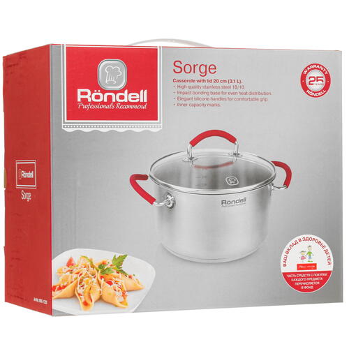 Купить Кастрюля Rondell Sorge RDS-1220 3.1 л 20 см серебристый  5330528. Характеристики, отзывы и цены в Донецке