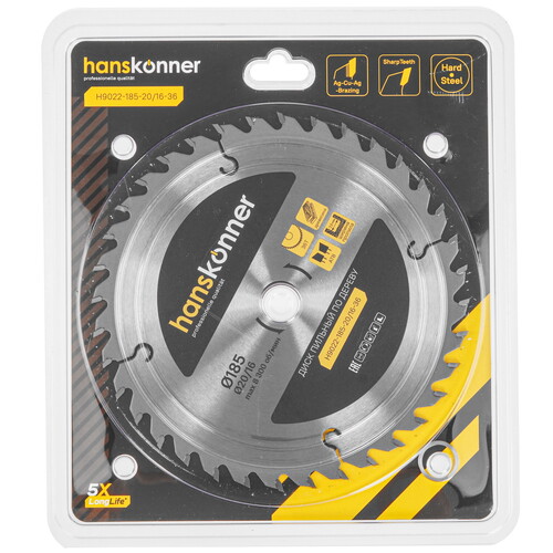 Купить Диск пильный Hanskonner H9022-185-20/16-36  9112761. Характеристики, отзывы и цены в Донецке