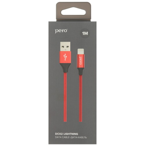 Купить Кабель круглый PERO Lightning 8-pin - USB 2.0 Type-A красный 1 м  5603565. Характеристики, отзывы и цены в Донецке