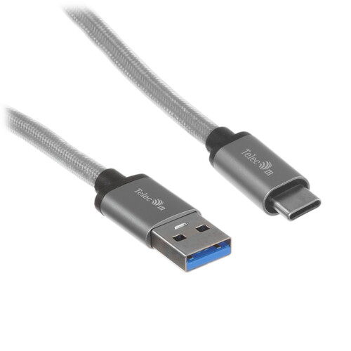 Купить Кабель круглый Telecom USB Type-C - USB 3.0 Type-A серый 2 м  5471444. Характеристики, отзывы и цены в Донецке
