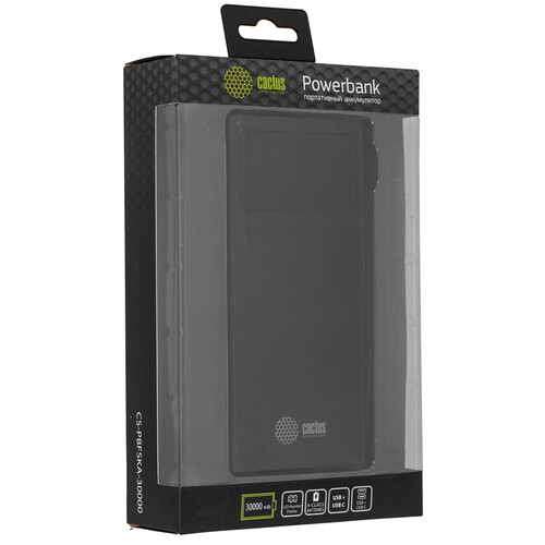 Купить Портативный аккумулятор Cactus CS-PBFSKA-30000 черный  9259524. Характеристики, отзывы и цены в Донецке