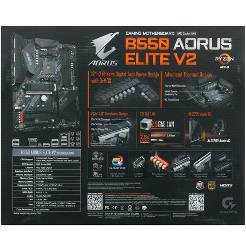 Купить Материнская плата GIGABYTE B550 AORUS ELITE V2  4702304. Характеристики, отзывы и цены в Донецке