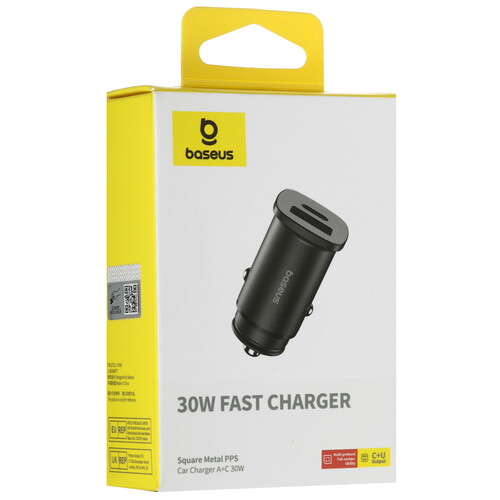Купить Автомобильное ЗУ Baseus Square Metal 30W черный  5474636. Характеристики, отзывы и цены в Донецке