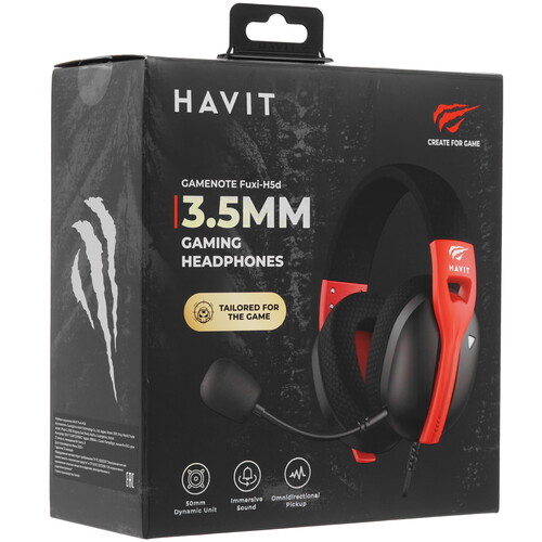 Купить Проводные наушники HAVIT FUXI-H5d красный 2025  9271131. Характеристики, отзывы и цены в Донецке