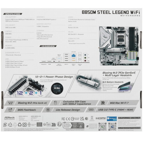 Купить Материнская плата ASRock B850M Steel Legend WiFi  5622720. Характеристики, отзывы и цены в Донецке