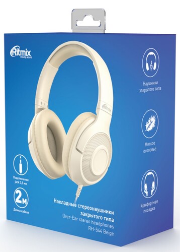 Купить Проводные наушники Ritmix RH-544 бежевый 2025  9253613. Характеристики, отзывы и цены в Донецке