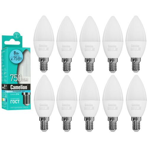 Купить Лампа светодиодная Camelion LED E14/C35/8w/845  5643001. Характеристики, отзывы и цены в Донецке