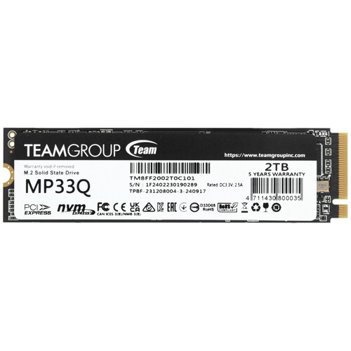 Купить 2000 ГБ M.2 NVMe накопитель TEAMGROUP MP33Q [TM8FF2002T0C101]  5456961. Характеристики, отзывы и цены в Донецке