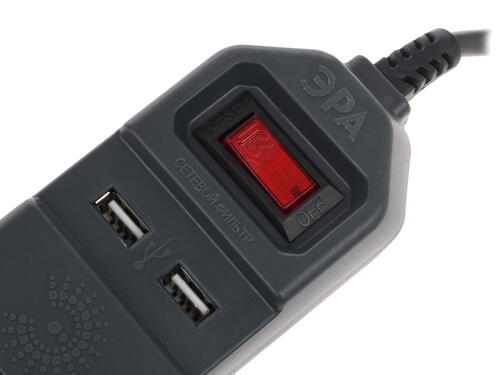 Купить Сетевой фильтр ЭРА USF-5es-1.5m-USB-B черный  1250755. Характеристики, отзывы и цены в Донецке