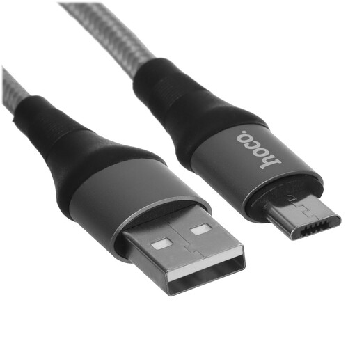 Купить Кабель круглый Hoco micro USB - USB 2.0 Type-A серый 1 м  5475208. Характеристики, отзывы и цены в Донецке
